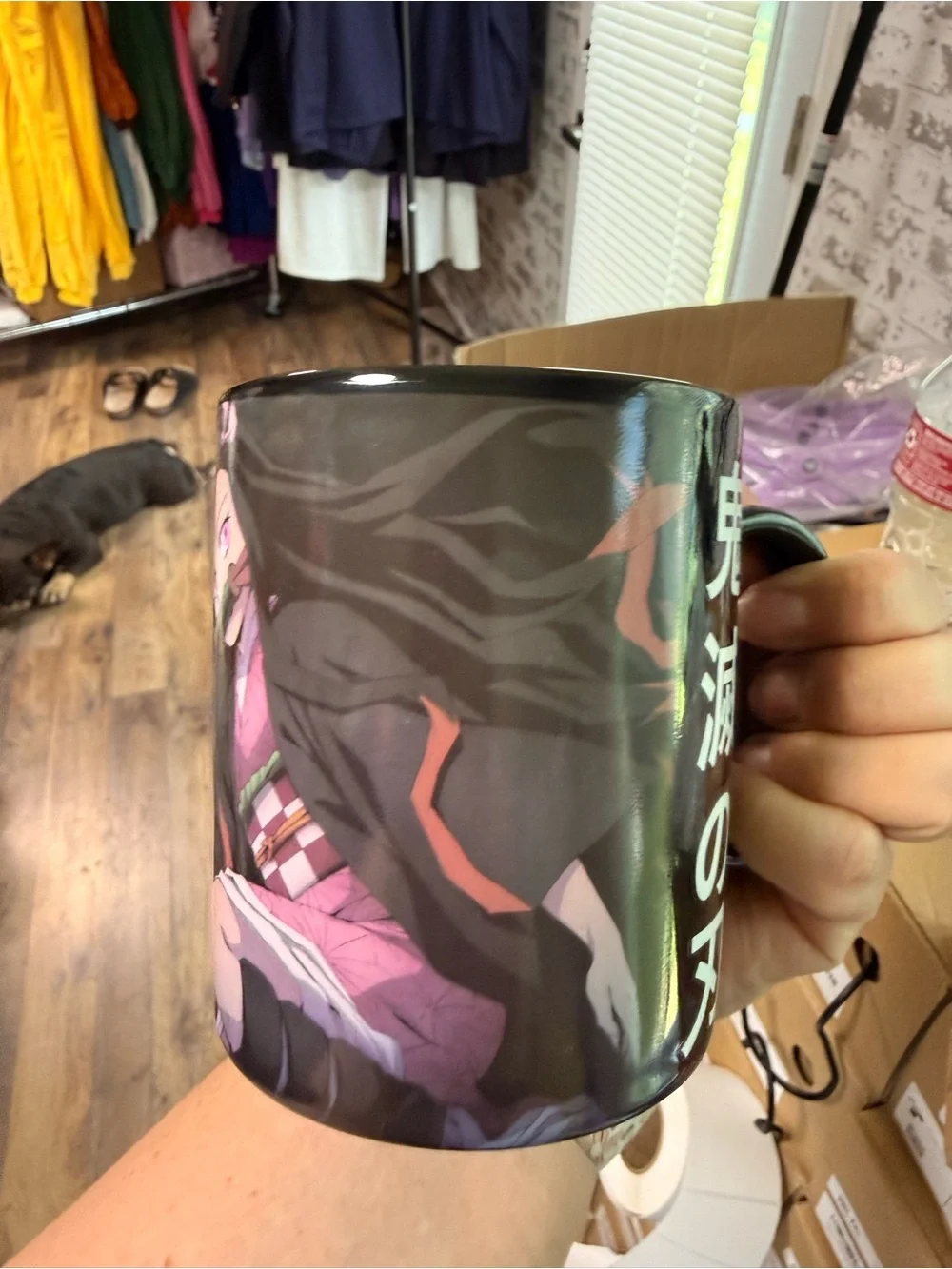 Demon Slayer Heat-Change Coffee Mugs ( 2 ) - Black with Green & Pink Artwork